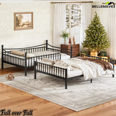Bellemave® Metal Bunk Bed with Curved Guardrails, Space-Saving Bunk Bed Frame for Kids & Teens