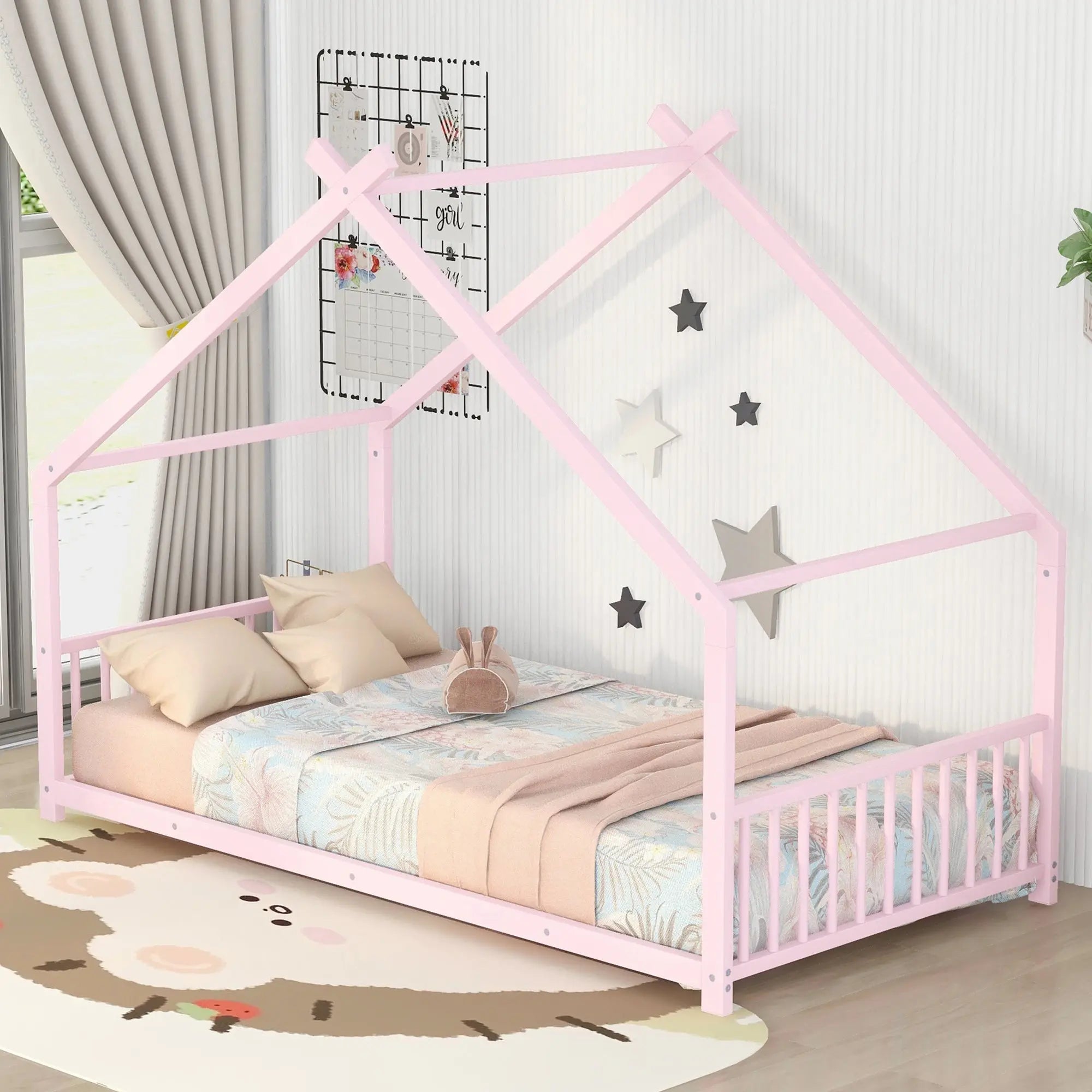 Bellemave® Twin Size Montessori Metal House Bed Bellemave®