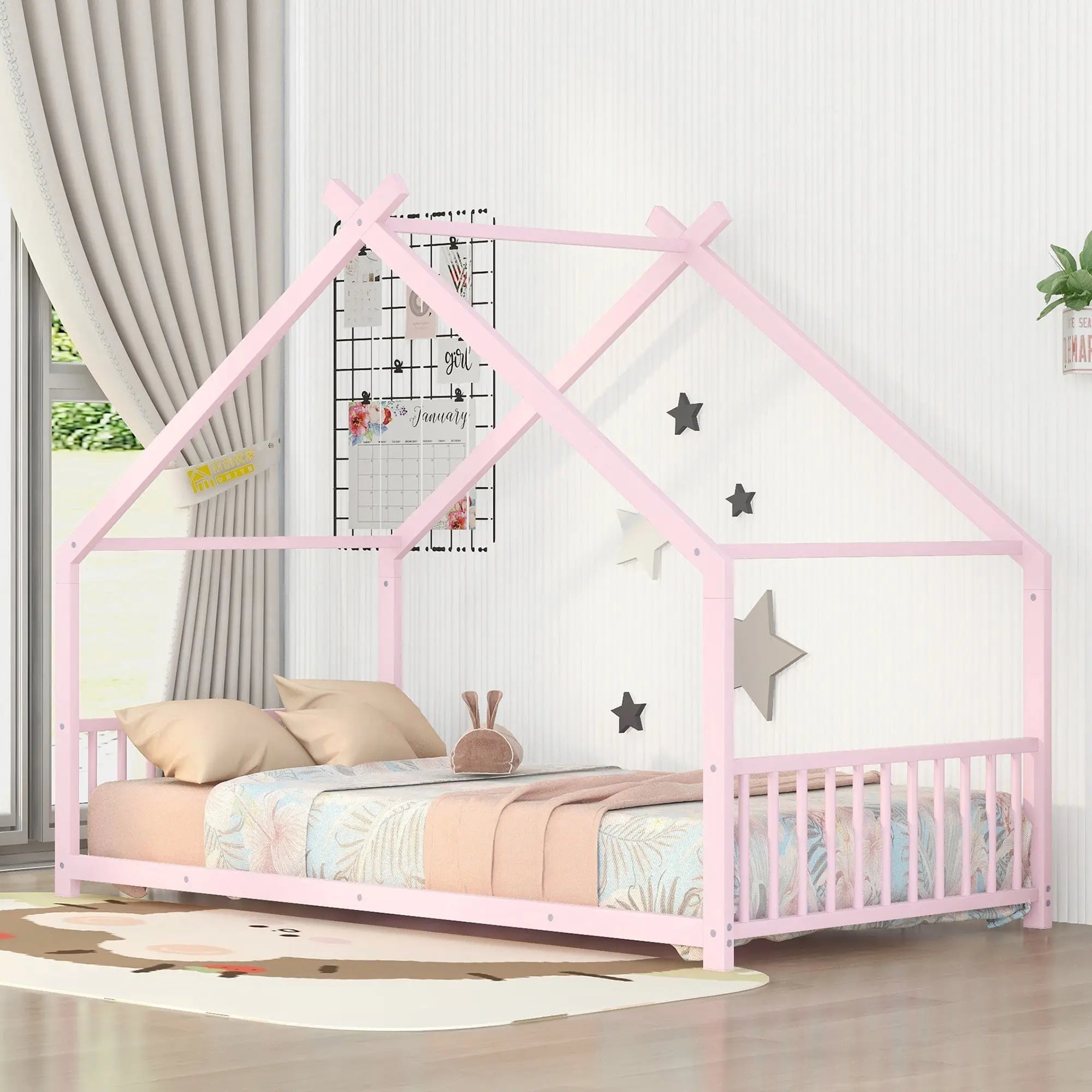 Bellemave® Twin Size Montessori Metal House Bed Bellemave®