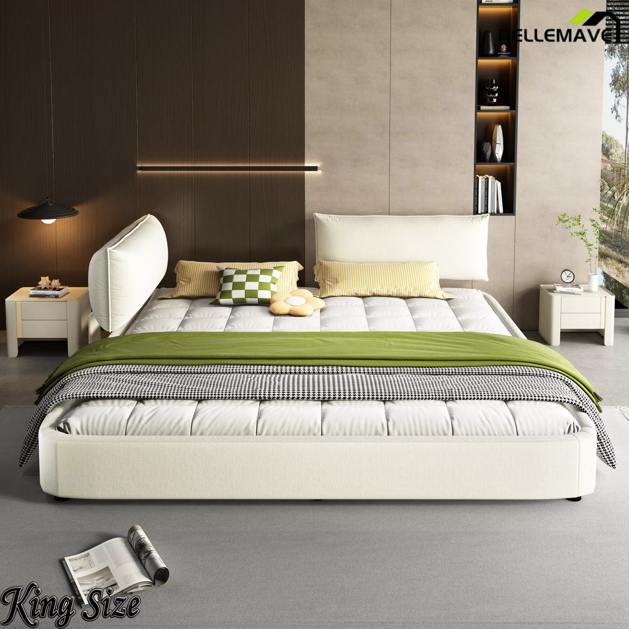 White King Size Cloud Bed Frame Bedroom Scene