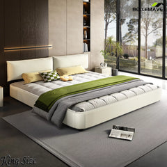 White King Size Chenille Bed Frame Interior Scene