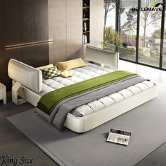 White Cloud Bed Frame with Movable Headboard