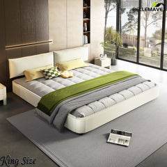 White King Size Platform Bed Room Display
