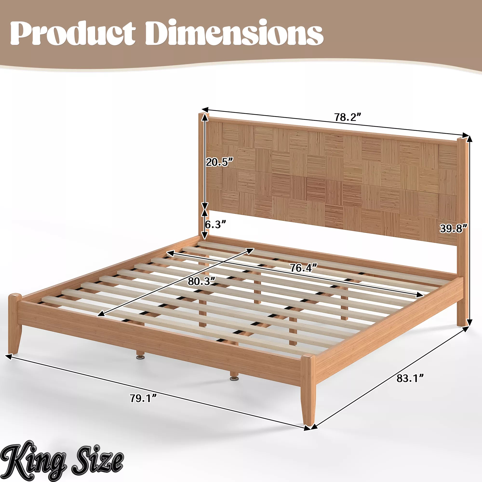 King Size Bamboo Platform Bed Dimensions