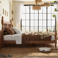 King bamboo platform bed with support slats
