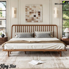 King Brown Bamboo Platform Bed Front View