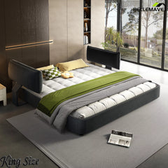 Dark Gray King Size Cloud Bed Frame Lifestyle View