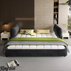 Dark Gray King Size Bed Frame Front View
