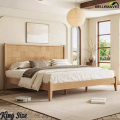 King Size Solid Bamboo Platform Bed Minimalist Style