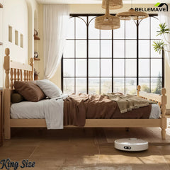 Natural finish bamboo platform bed with support slats