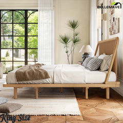 King Natural Bamboo Platform Bed Bedroom View