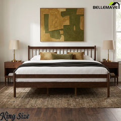 Bellemave® Traditional Solid Wood Bed Frame with Headboard and Footboard