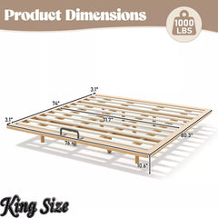 Bellemave® Platform Bed Frame, Solid Bamboo Floating Bed with Wood Slats Support for Bedroom, Guest Rooms, Apartments Bellemave®
