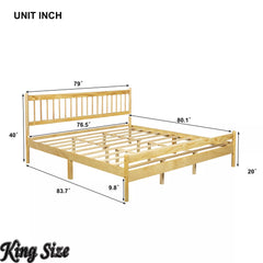 Bellemave® Traditional Solid Wood Bed Frame with Headboard and Footboard