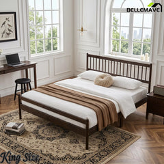 Bellemave® Traditional Solid Wood Bed Frame with Headboard and Footboard