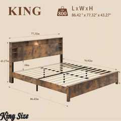 King Size Wood Platform Bed Frame Dimensions