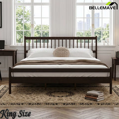 Bellemave® Traditional Solid Wood Bed Frame with Headboard and Footboard
