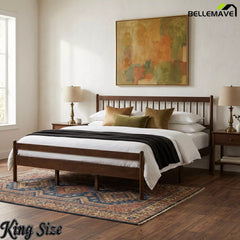 Bellemave® Traditional Solid Wood Bed Frame with Headboard and Footboard