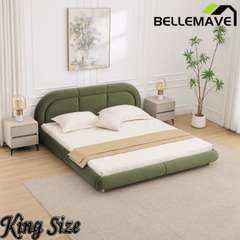 Bellemave® King Size Modern Curved Upholstered Low Profile Platform Bed Frame with Rounded Headboard, Soft Velvet Fabric & Sturdy Metal Frame Bellemave®