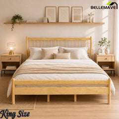 Bellemave® Traditional Solid Wood Bed Frame with Headboard and Footboard