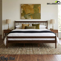 Bellemave® Traditional Solid Wood Bed Frame with Headboard and Footboard