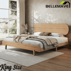 Bellemave® Bamboo Bed Frame with Headboard,Bamboo Platform Bed Frame with Rounded Headboard and Wood Slats,Easy Assembly Bellemave®
