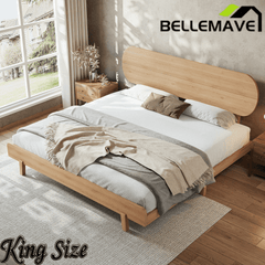 Bellemave® Bamboo Bed Frame with Headboard,Bamboo Platform Bed Frame with Rounded Headboard and Wood Slats,Easy Assembly Bellemave®