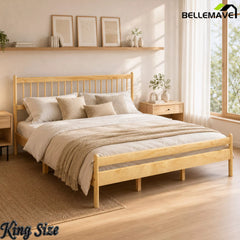 Bellemave® Traditional Solid Wood Bed Frame with Headboard and Footboard
