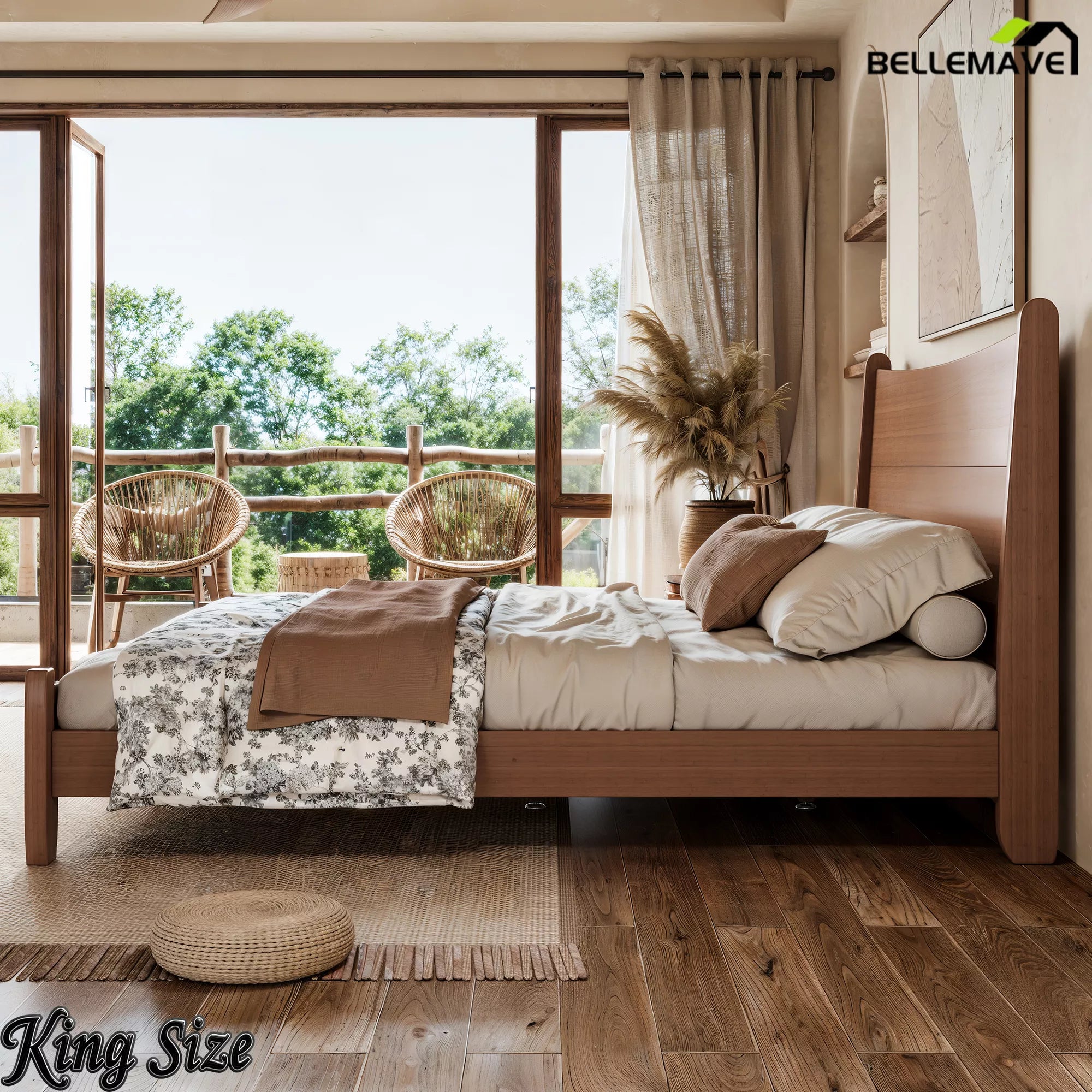 King size bamboo platform bed room inspiration