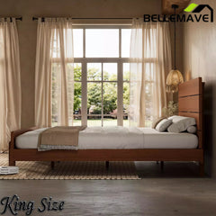 Bellemave® Bamboo Platform Bed with Modern Headboard, Bamboo Bed Frame Construction, Reinforced Support Slats Design No Box Spring Required,Brown Bellemave®