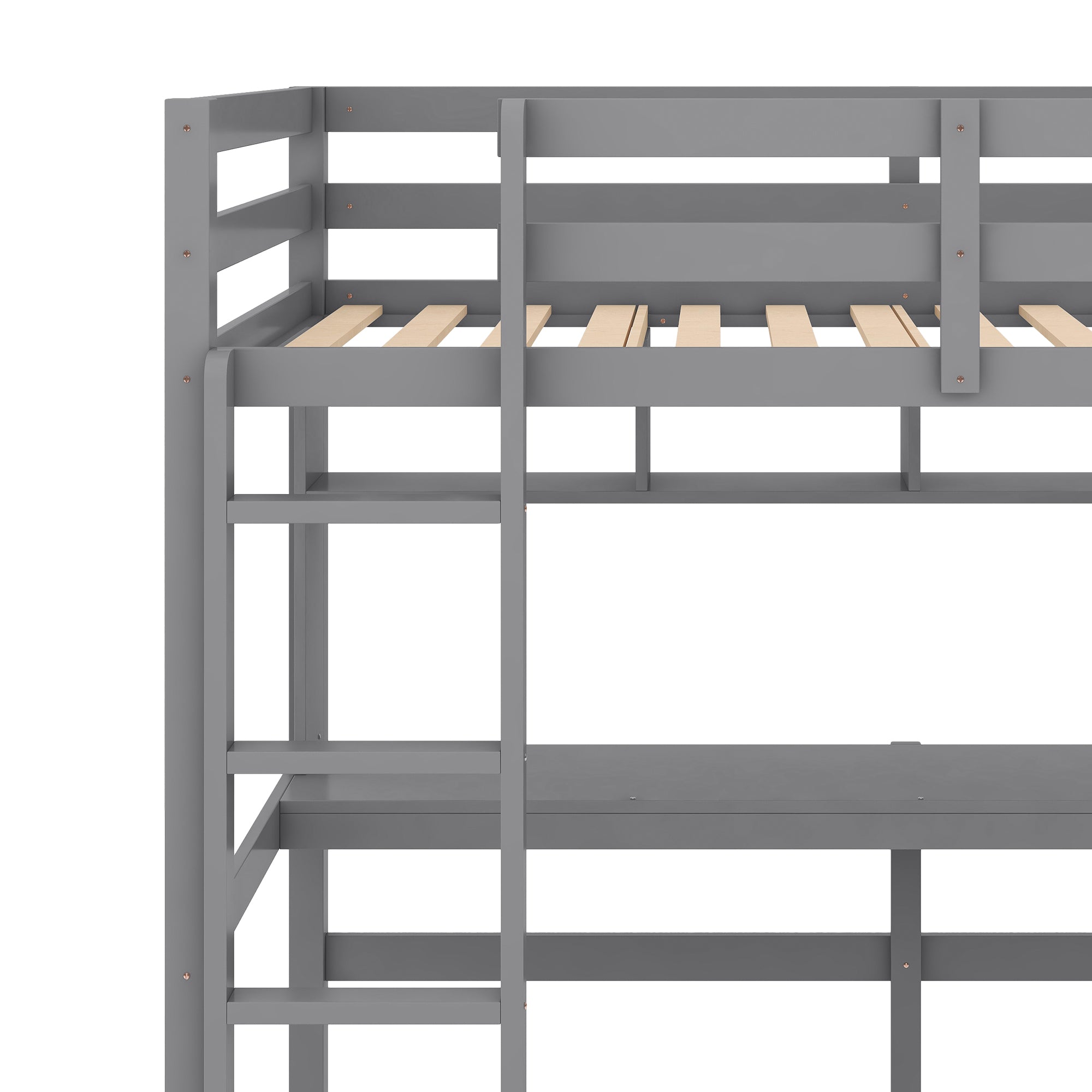 Bellemave Twin Size Loft Bed with Desk, Shelves and Ladder