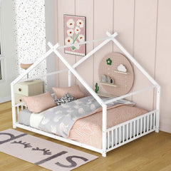 Bellemave Full Size Metal Montessori House Floor Bed