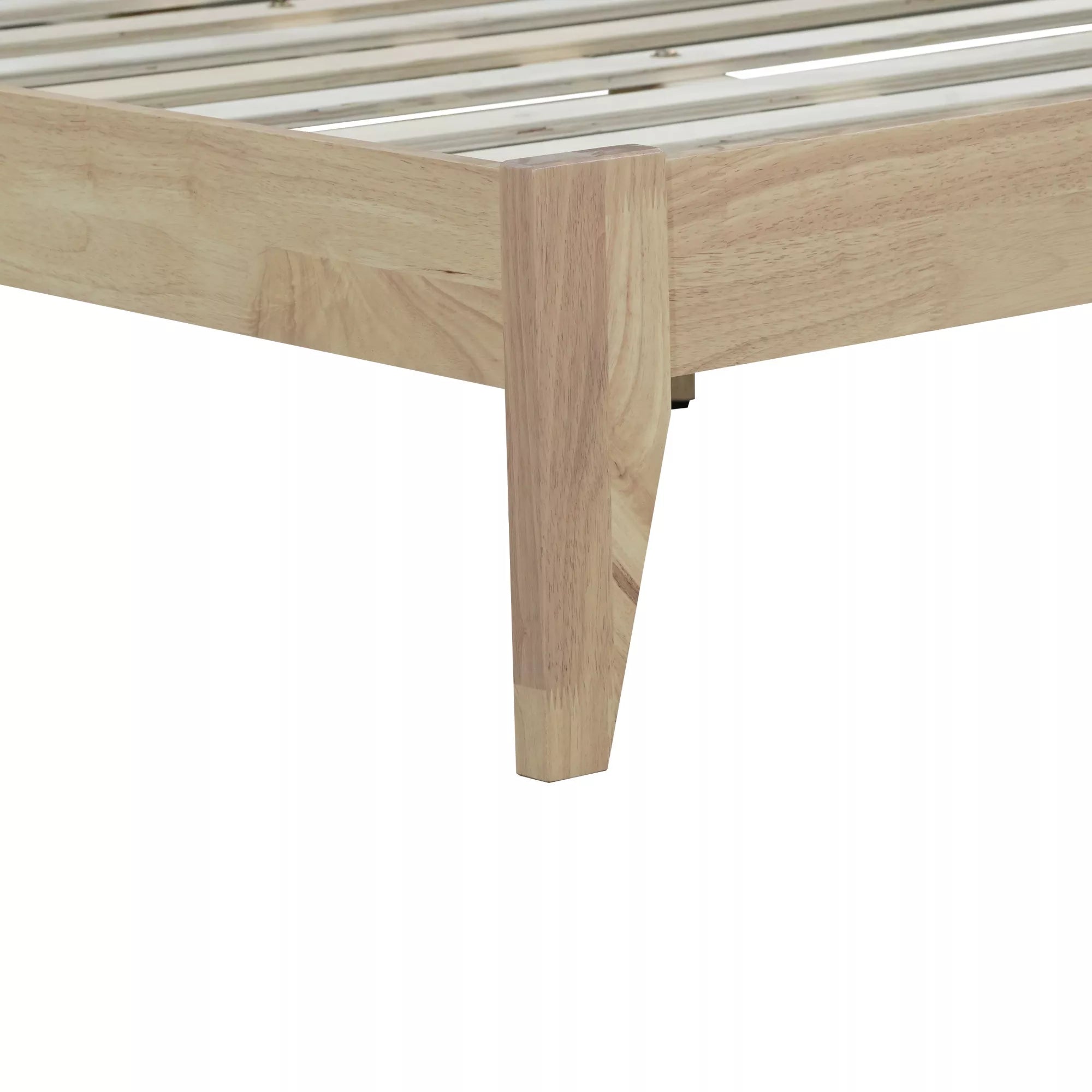 Bellemave® Boho Bed with Rattan Headboard — Solid Rubberwood Frame, Reinforced Base Bellemave®