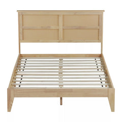 Bellemave® Boho Bed with Rattan Headboard — Solid Rubberwood Frame, Reinforced Base Bellemave®