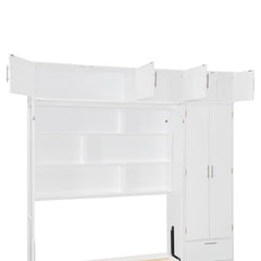 Bellemave® Queen Size Murphy Bed with Top Cabinet & Shelves,Space-Saving Multifunctional Hideaway Wall Foldable Bed,Bedroom Folding Bedframe for Guest Room Bellemave®