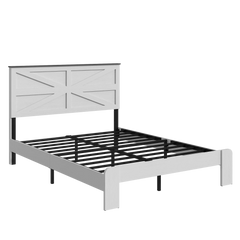 Bellemave® White Solid Wood Platform Bed with Headboard, Footboard & Storage Bellemave®