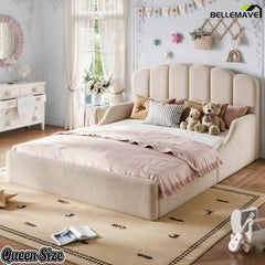 Queen Size Kids Floor Bed with Teddy Fabric Upholstery