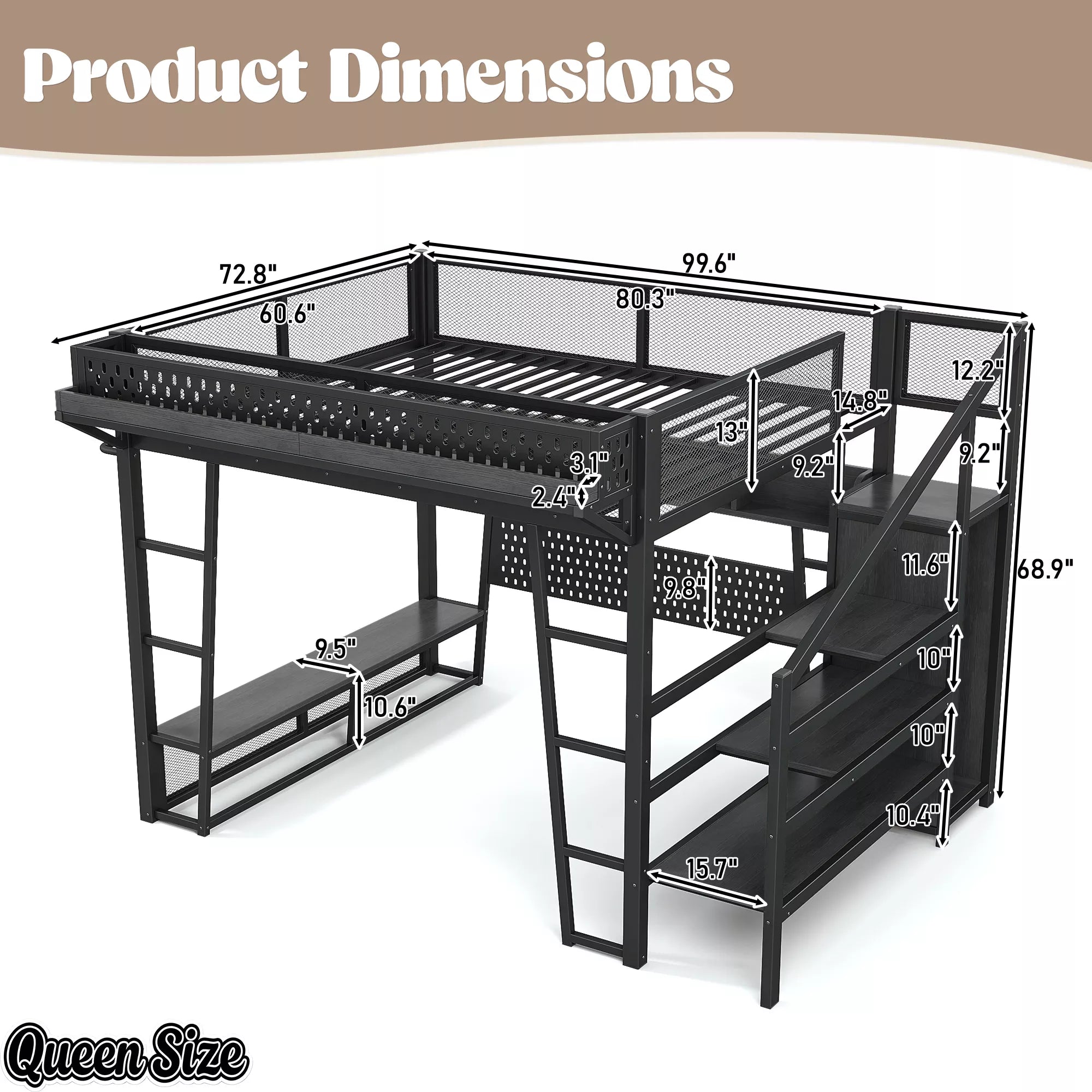 Queen size gaming loft bed dimensions