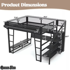 Queen size gaming loft bed dimensions
