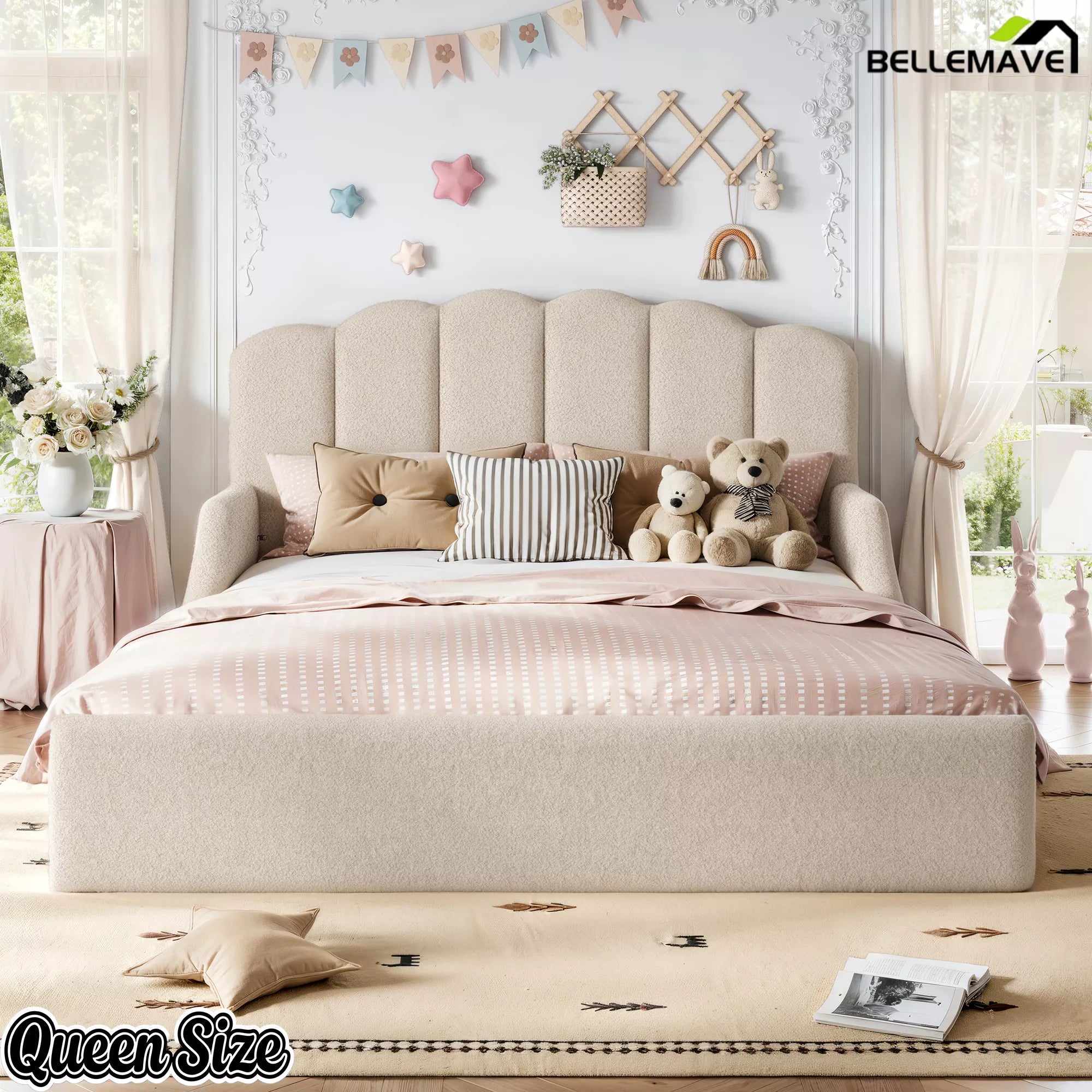 Queen Size Upholstered Floor Bed Bedroom View