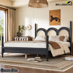 queen wooden bed frame with four poster style design