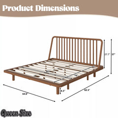 Queen Brown Bamboo Platform Bed Dimensions