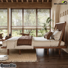 Queen Brown Bamboo Platform Bed Lifestyle View