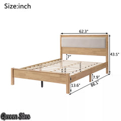 Queen bed frame dimension diagram showing overall measurements and under-bed clearance