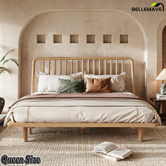 Queen Natural Bamboo Platform Bed Bedroom Setup