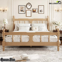 Natural finish queen bamboo bed frame front view