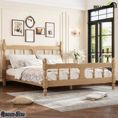Queen size bamboo platform bed in modern bedroom