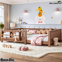 Natural wooden Montessori floor bed for children bedroom