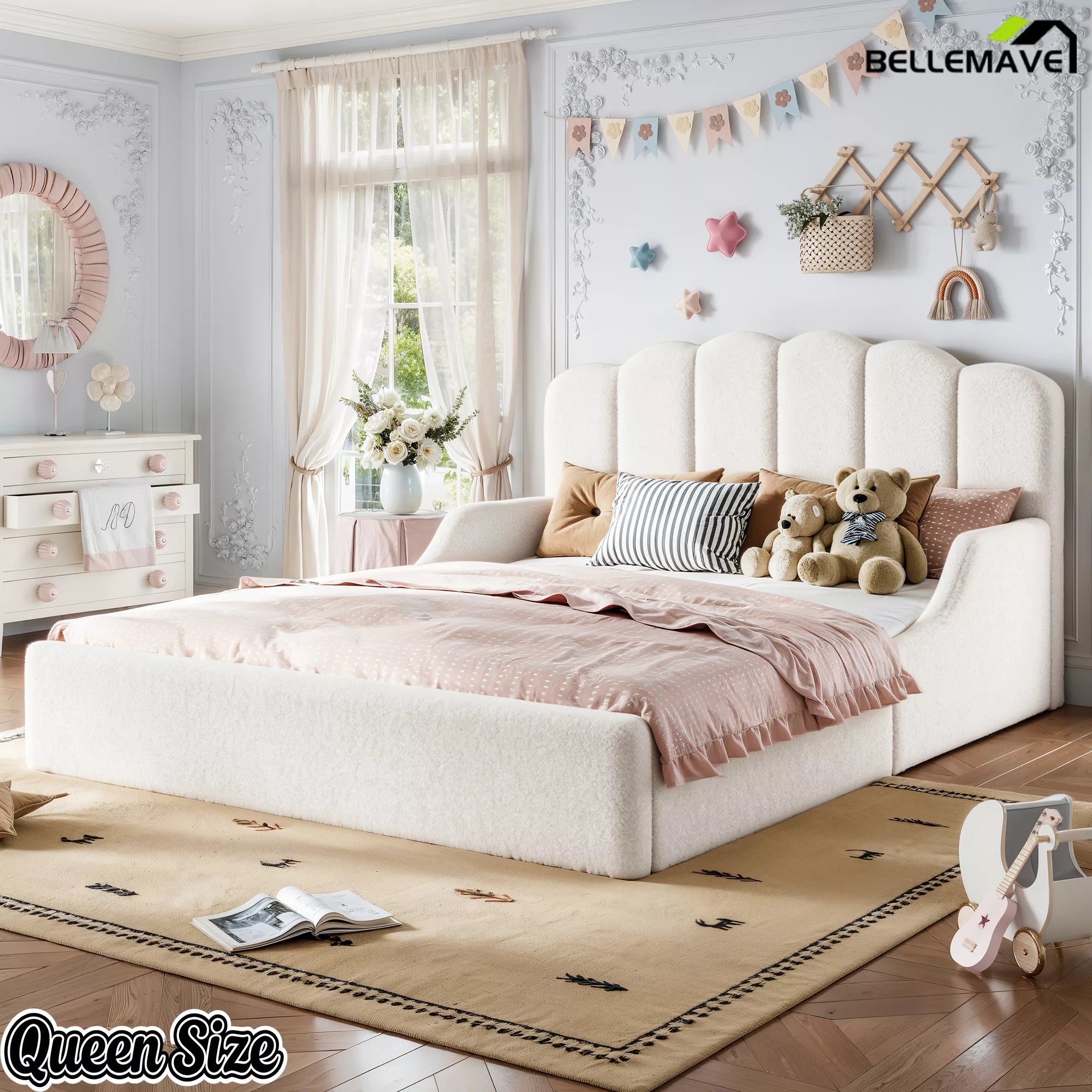 Queen Size Teddy Fabric Floor Bed Lifestyle View
