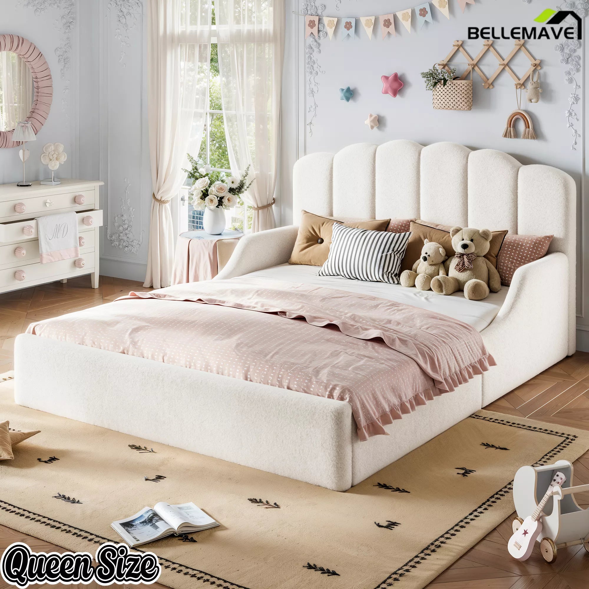Queen Size Kids Upholstered Bed Bedroom View